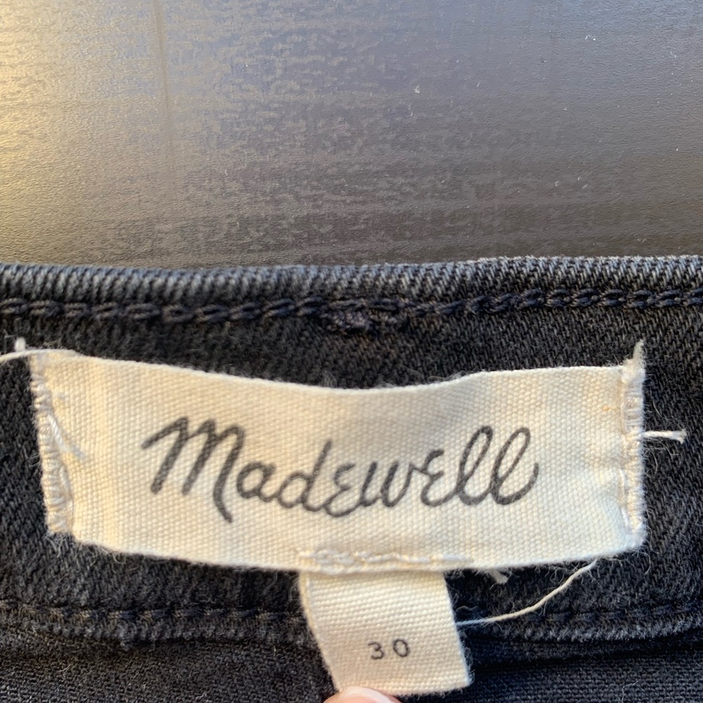 Madewell Black Distressed Frayed Hem Denim Mini Skirt size 30 EUC - Picture 5 of 6